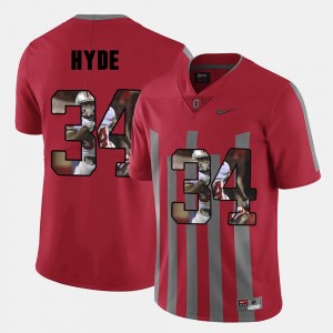 Ohio State Buckeyes CameCarlos Hyde Jersey Red Men's #34 Pictorial Fashion