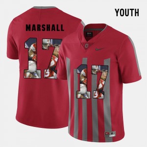 Ohio State Buckeyes Jalin Marshall Jersey Youth(Kids) Red #17 Pictorial Fashion