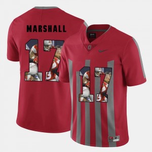 Ohio State Buckeyes Jalin Marshall Jersey Pictorial Fashion Red #17 Mens