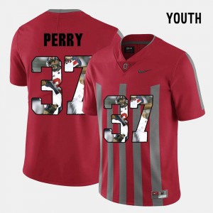 Ohio State Buckeyes Joshua Perry Jersey Red Pictorial Fashion #37 Youth(Kids)