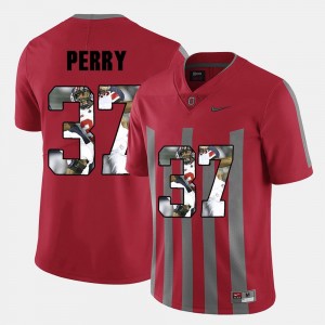 Ohio State Buckeyes Joshua Perry Jersey Red #37 Pictorial Fashion Men's