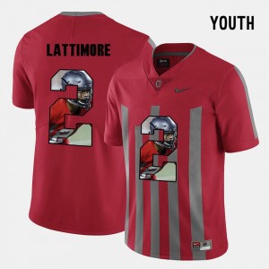 Ohio State Buckeyes Marshon Lattimore Jersey Red #2 Youth Pictorial Fashion