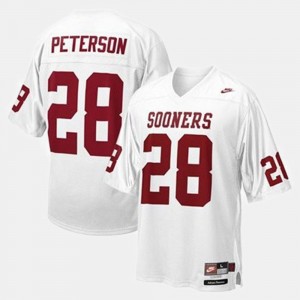 Oklahoma Sooners Adrian Peterson Jersey #28 College Football White Men's