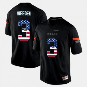 Oklahoma State Cowboys and Cowgirls Brandon Weeden Jersey #3 Mens US Flag Fashion Black