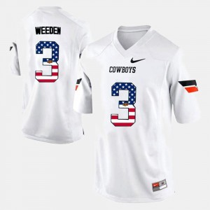 Oklahoma State Cowboys and Cowgirls Brandon Weeden Jersey Men's US Flag Fashion White #3