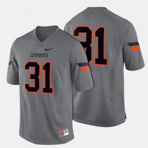 Oklahoma State Cowboys and Cowgirls Jersey Men's #31 College Football Gray