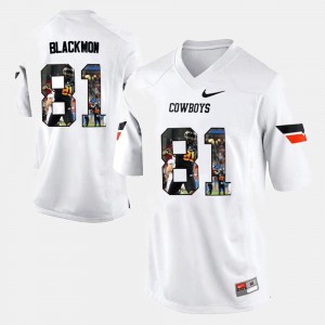 Oklahoma State Cowboys and Cowgirls Justin Blackmon Jersey #81 White Player Pictorial Men's