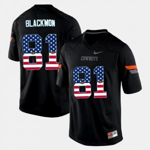 Oklahoma State Cowboys and Cowgirls Justin Blackmon Jersey #81 For Men's Black US Flag Fashion