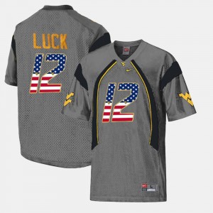 West Virginia Mountaineers Oliver Luck Jersey Gray US Flag Fashion Men #12