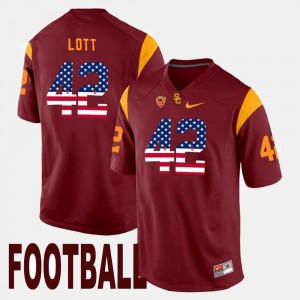 USC Trojans Ronnie Lott Jersey Maroon #42 US Flag Fashion For Men's