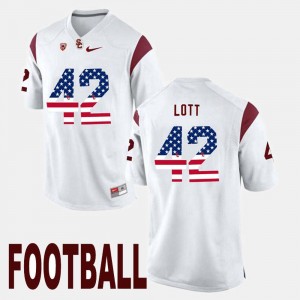 USC Trojans Ronnie Lott Jersey White For Men's #42 US Flag Fashion