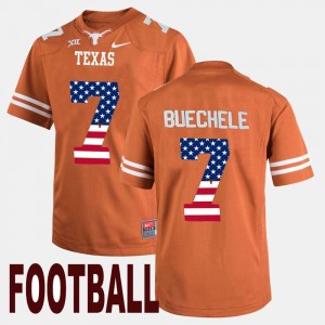 Texas Longhorns Shane Buechele Jersey Orange #7 US Flag Fashion For Men
