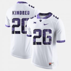 TCU Horned Frogs Derrick Kindred Jersey White Mens #26 College Football