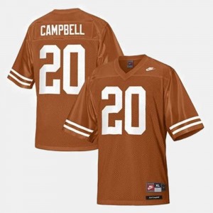 Texas Longhorns Earl Campbell Jersey #20 Orange College Football Youth(Kids)