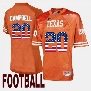 Texas Longhorns Earl Campbell Jersey Orange Throwback #20 Men