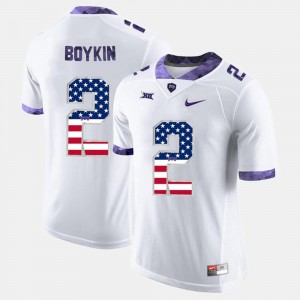 TCU Horned Frogs Trevone Boykin Jersey For Men's #2 White US Flag Fashion