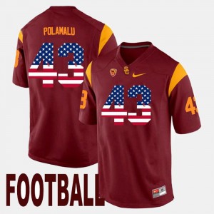 USC Trojans Troy Polamalu Jersey For Men Maroon US Flag Fashion #43