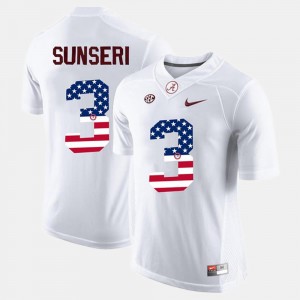Alabama Crimson Tide Vinnie Sunseri Jersey #3 US Flag Fashion White Men