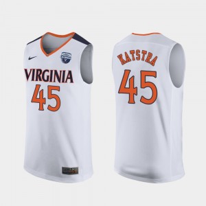 Virginia Cavaliers Austin Katstra Jersey 2019 Men's Basketball Champions White #45 For Men
