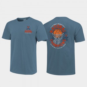 Virginia Cavaliers T-Shirt Blue 2019 NCAA Basketball National Champions Ball in Net Comfort Color 2019 Men's Basketball Champions Mens