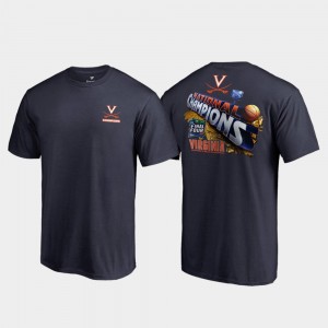 Virginia Cavaliers T-Shirt 2019 NCAA Basketball National Champions Courtside 2019 Men's Basketball Champions For Men Navy