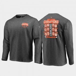 Virginia Cavaliers T-Shirt 2019 Men's Basketball Champions Charcoal For Men's 2019 NCAA Basketball National Champions Dropstep Trophy Long Sleeve