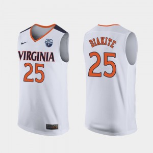 Virginia Cavaliers Mamadi Diakite Jersey Mens White #25 2019 Men's Basketball Champions