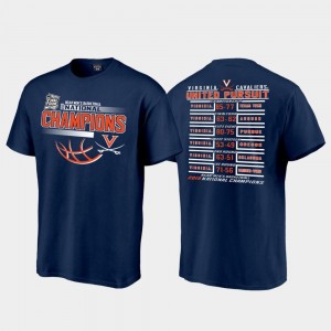 Virginia Cavaliers T-Shirt 2019 Men's Basketball Champions 2019 NCAA Basketball National Champions Searing Schedule For Men Navy