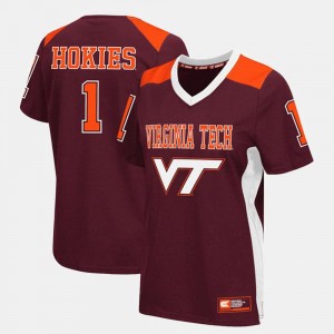 Virginia Tech Hokies Jersey For Women's College Football #1 Maroon