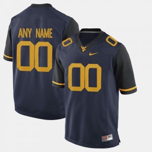 West Virginia Mountaineers Custom Jersey College Limited Football #00 Blue Mens