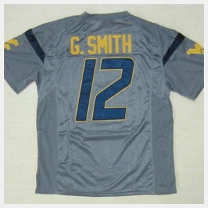 West Virginia Mountaineers Geno Smith Jersey Kids #12 Gray College Football