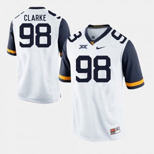 West Virginia Mountaineers Will Clarke Jersey White For Men's #98 Alumni Football Game