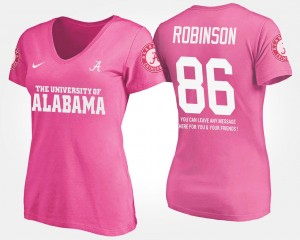 Alabama Crimson Tide A'Shawn Robinson T-Shirt #86 With Message Women Pink