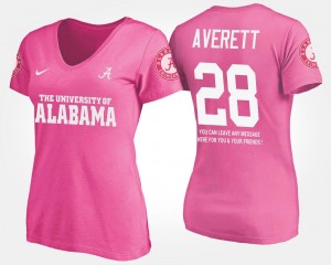 Alabama Crimson Tide Anthony Averett T-Shirt Women #28 With Message Pink