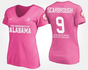 Alabama Crimson Tide Bo Scarbrough T-Shirt Pink #9 For Women's With Message