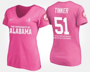 Alabama Crimson Tide Carson Tinker T-Shirt Women's With Message #51 Pink