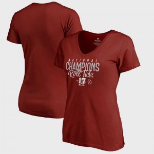 Alabama Crimson Tide T-Shirt Bowl Game Womens College Football Playoff 2017 National Champions V-Neck Lateral Crimson