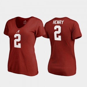 Alabama Crimson Tide Derrick Henry T-Shirt College Legends Crimson V-Neck For Women's #2