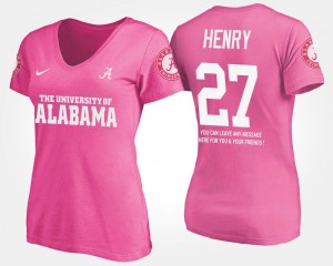 Alabama Crimson Tide Derrick Henry T-Shirt For Women #27 With Message Pink