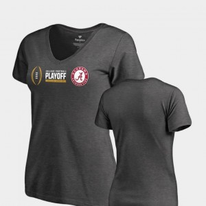 Alabama Crimson Tide T-Shirt For Women's 2018 College Football Playoff Bound Heather Gray Cadence V-Neck