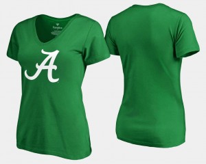 Alabama Crimson Tide T-Shirt St. Patrick's Day White Logo Kelly Green Ladies