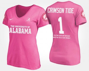 Alabama Crimson Tide T-Shirt No.1 Short Sleeve With Message Pink Women #1