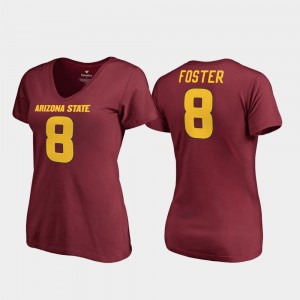 Arizona State Sun Devils D.J. Foster T-Shirt #8 College Legends Maroon V-Neck Womens