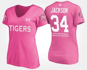 Auburn Tigers Bo Jackson T-Shirt For Women's With Message Pink #34