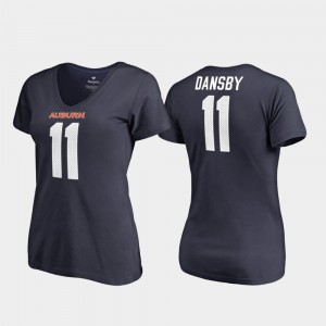 Auburn Tigers Karlos Dansby T-Shirt College Legends #11 Navy For Women V-Neck