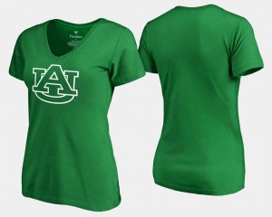 Auburn Tigers T-Shirt For Women St. Patrick's Day Kelly Green White Logo