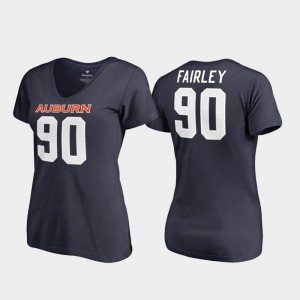 Auburn Tigers Nick Fairley T-Shirt Navy V-Neck College Legends For Women's #90