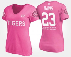Auburn Tigers Ryan Davis T-Shirt Pink With Message #23 Ladies