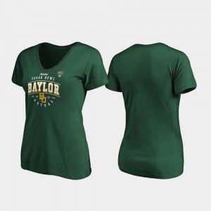 Baylor Bears T-Shirt Women's 2020 Sugar Bowl Bound Green Tackle V-Neck