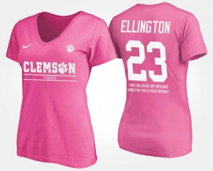 Clemson Tigers Andre Ellington T-Shirt For Women's With Message Pink #23